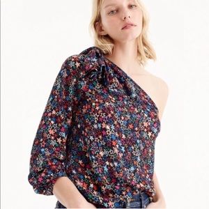 NWT J.Crew one shoulder top in star print